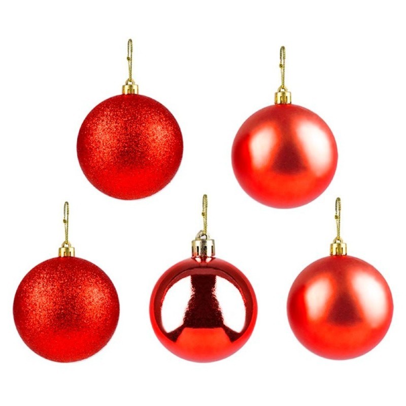 Kit Bola De Natal Lisa Vermelho 8cm Com 5 Unidades