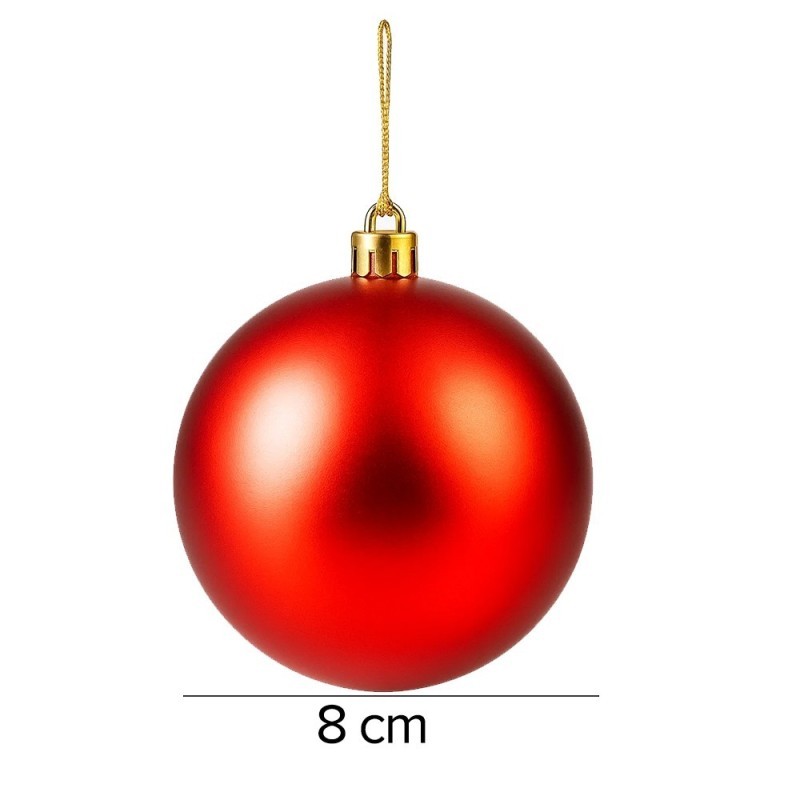 Kit Bola De Natal Lisa Vermelho 8cm Com 5 Unidades