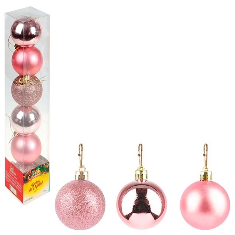 Kit Bola De Natal Lisa Rose 7cm Com 6 Unidades