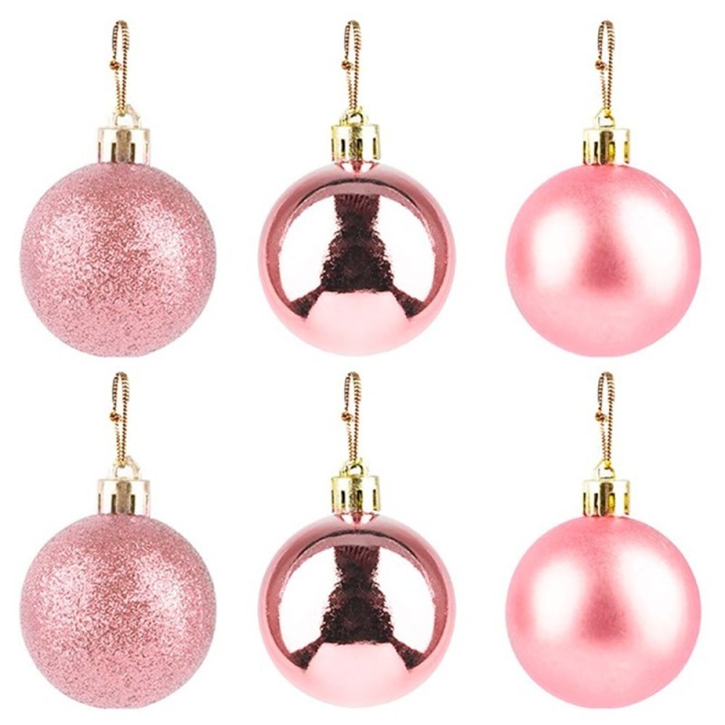 Kit Bola De Natal Lisa Rose 7cm Com 6 Unidades