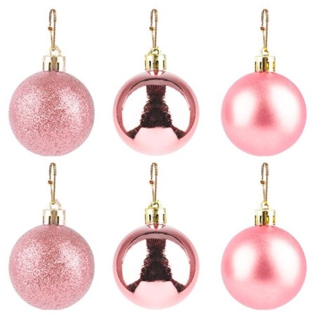 Kit Bola De Natal Lisa Rose 7cm Com 6 Unidades