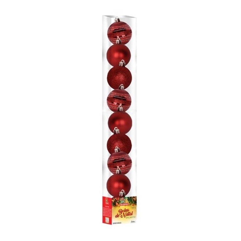 Kit Bola De Natal Encanto Vermelho 5cm Com 9 Unidades
