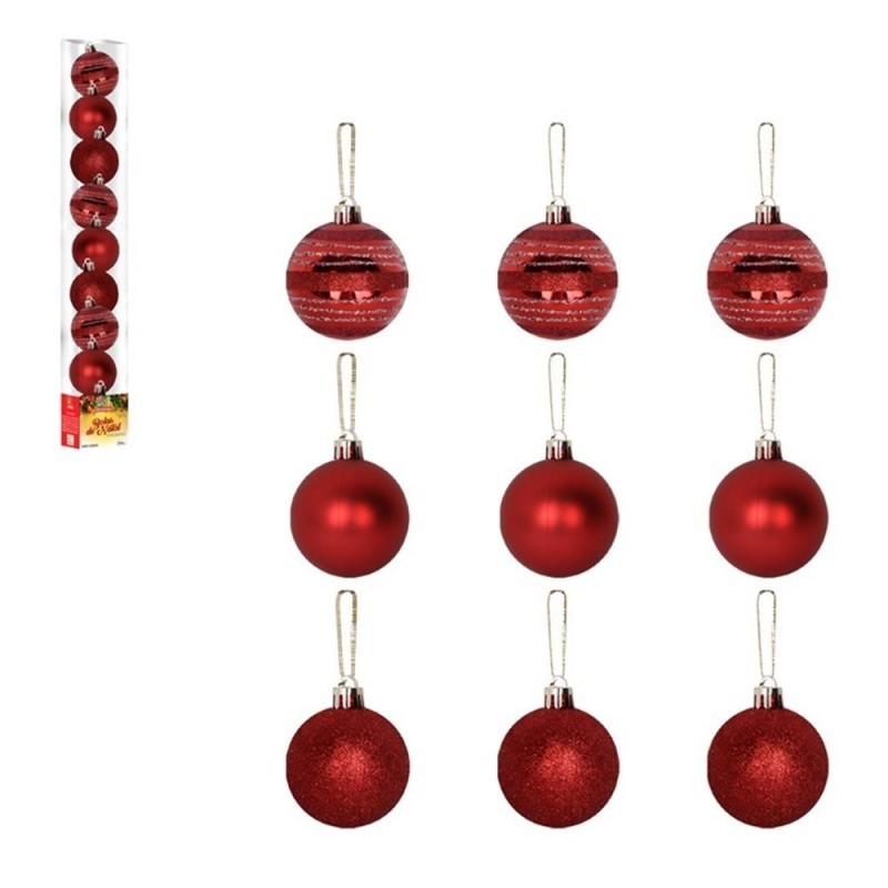 Kit Bola De Natal Encanto Vermelho 5cm Com 9 Unidades