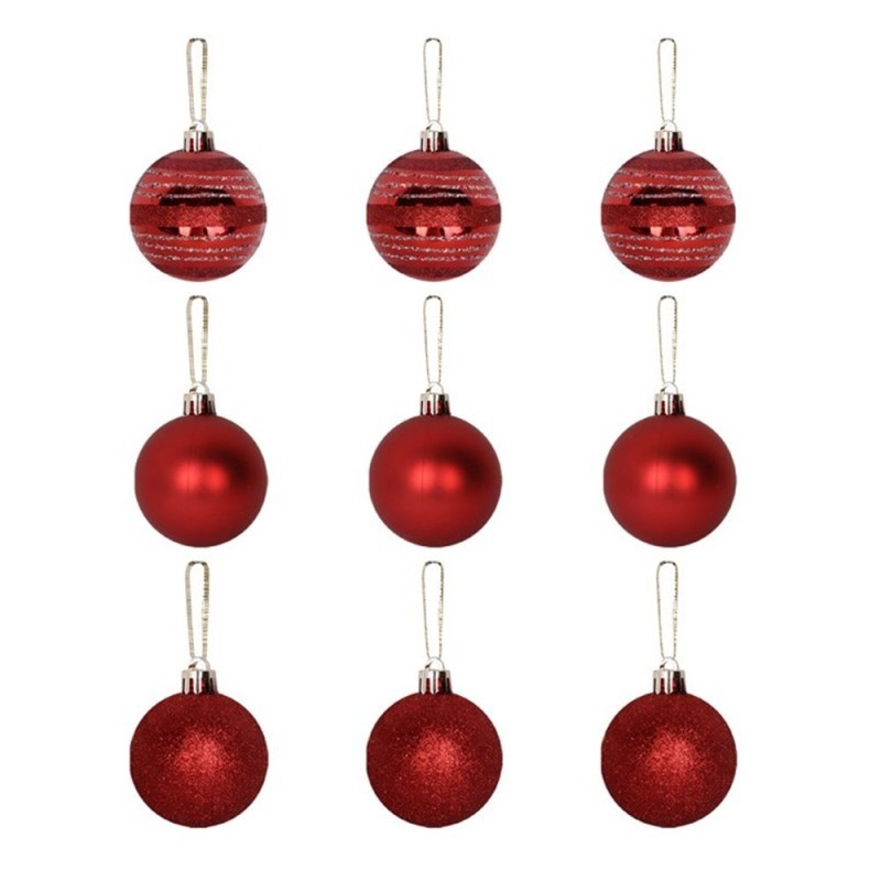 Kit Bola De Natal Encanto Vermelho 5cm Com 9 Unidades