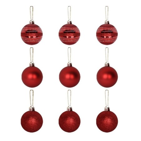 Kit Bola De Natal Encanto Vermelho 5cm Com 9 Unidades