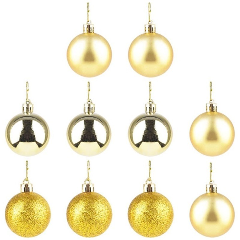 Kit Bola De Natal Lisa Dourada 5cm Com 10 Unidades