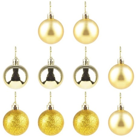 Kit Bola De Natal Lisa Dourada 5cm Com 10 Unidades