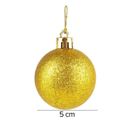 Kit Bola De Natal Lisa Dourada 5cm Com 10 Unidades