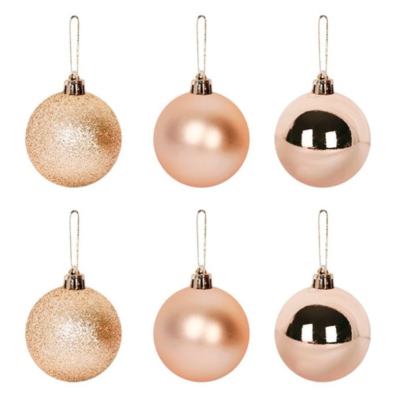 Kit Bola De Natal Lisa Champanhe 7cm Com 6 Unidades
