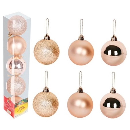 Kit Bola De Natal Lisa Champanhe 7cm Com 6 Unidades