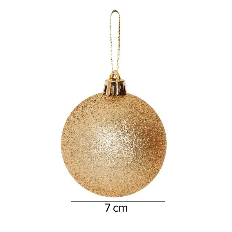 Kit Bola De Natal Lisa Champanhe 7cm Com 6 Unidades