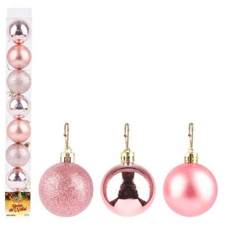 Kit Bola De Natal Lisa Rose 6cm Com 8 Unidades