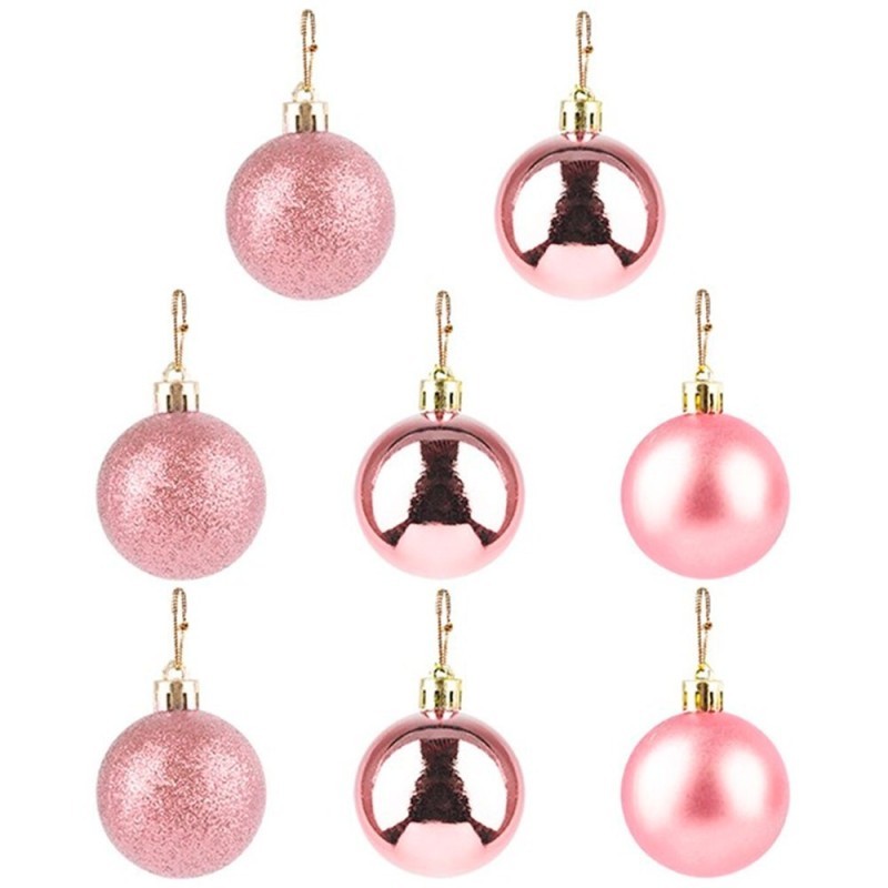 Kit Bola De Natal Lisa Rose 6cm Com 8 Unidades