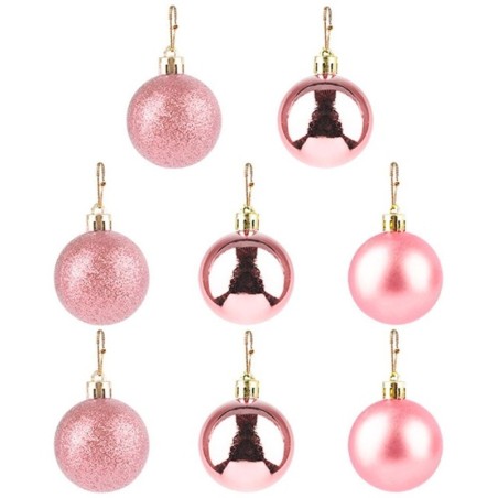 Kit Bola De Natal Lisa Rose 6cm Com 8 Unidades