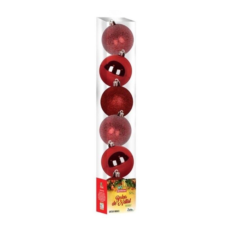 Kit Bola De Natal Berry Vermelha 6cm Com 6 Unidades