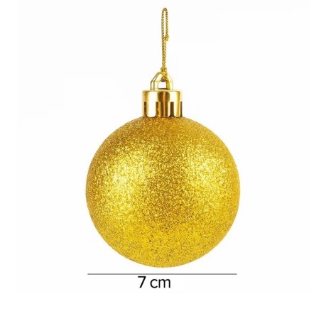 Kit Bola De Natal Lisa Dourada 7cm Com 6 Unidades