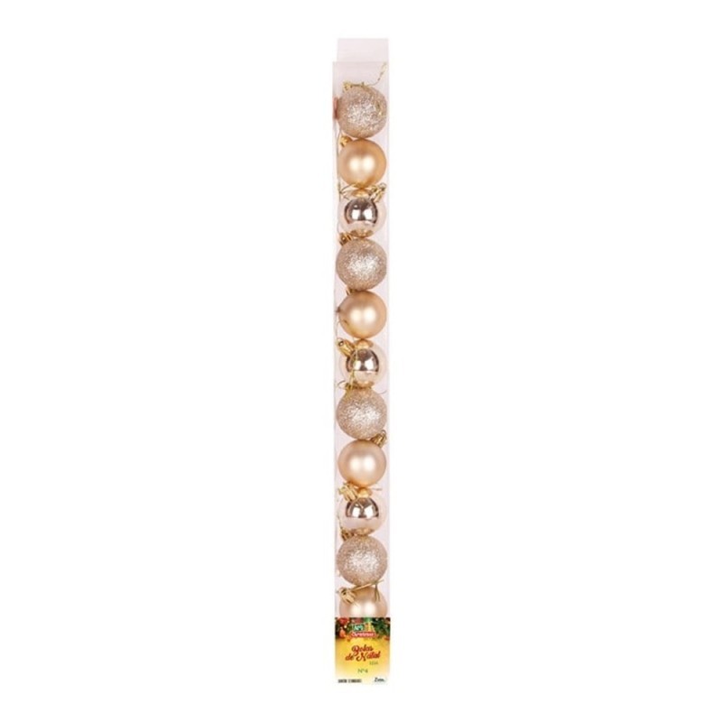 Kit Bola De Natal Lisa Champanhe 4cm Com 12 Unidades