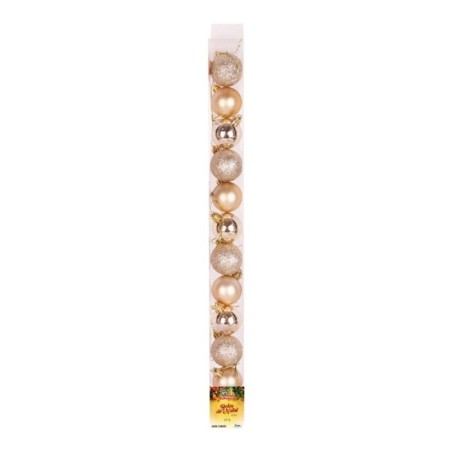 Kit Bola De Natal Lisa Champanhe 4cm Com 12 Unidades