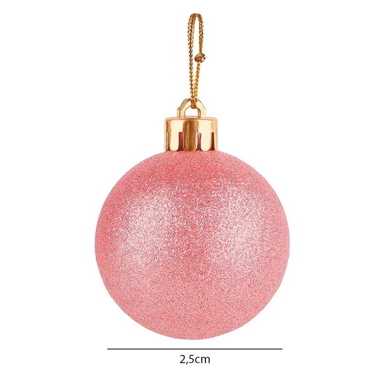 Kit Bola De Natal Lisa Rose 2,5cm Com 8 Unidades