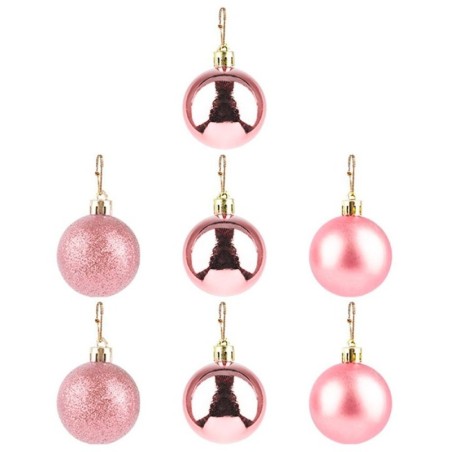 Kit Bola De Natal Lisa Rose 3cm Com 7 Unidades