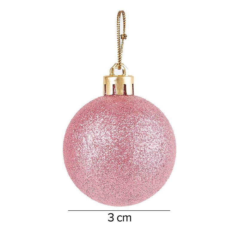 Kit Bola De Natal Lisa Rose 3cm Com 7 Unidades