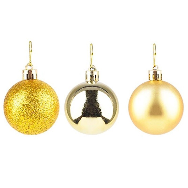 Kit Bola De Natal Lisa Dourada 3cm Com 7 Unidades