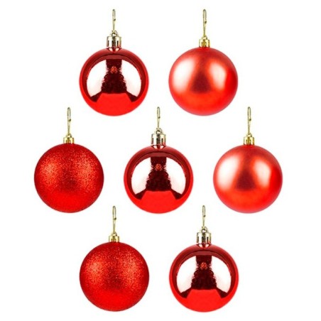 Kit Bola De Natal Lisa Vermelha 3cm Com 7 Unidades