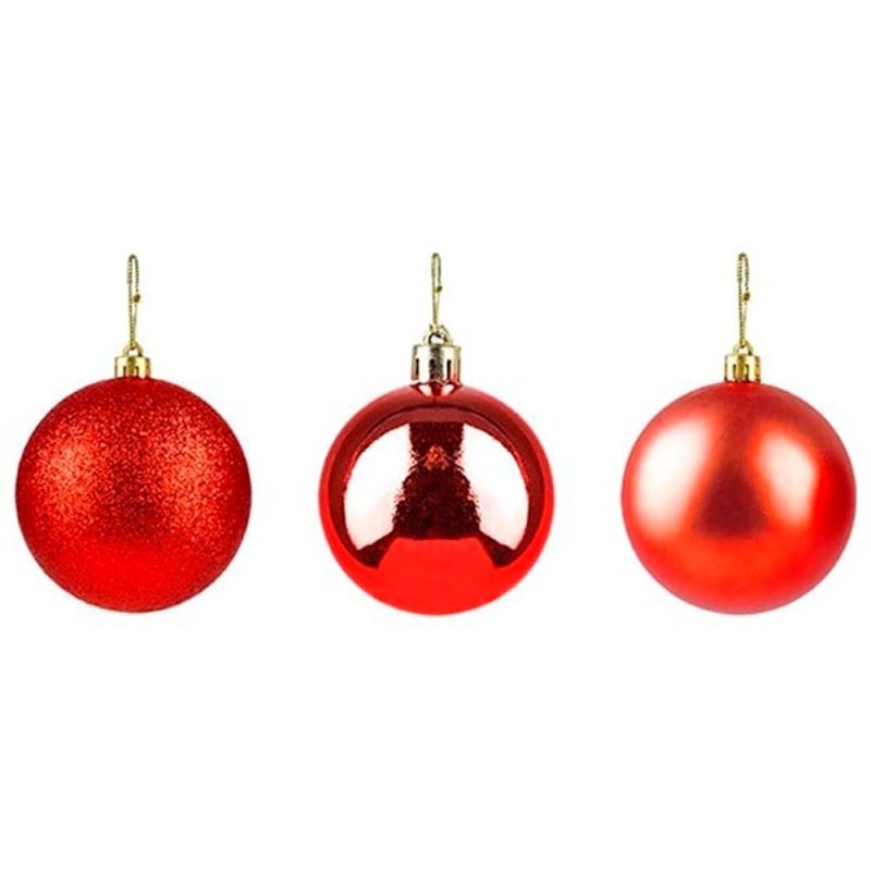 Kit Bola De Natal Lisa Vermelha 3cm Com 7 Unidades