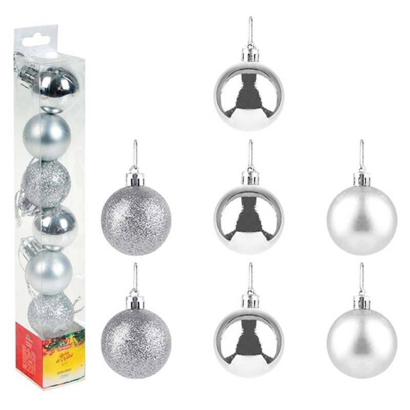 Kit Bola De Natal Lisa Prata 3cm Com 7 Unidades