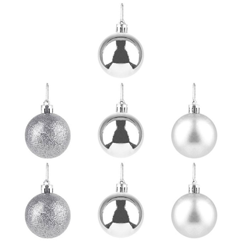 Kit Bola De Natal Lisa Prata 3cm Com 7 Unidades