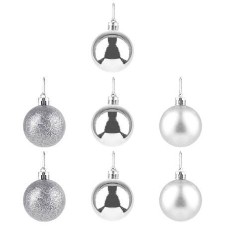 Kit Bola De Natal Lisa Prata 3cm Com 7 Unidades