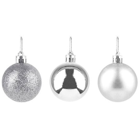 Kit Bola De Natal Lisa Prata 3cm Com 7 Unidades