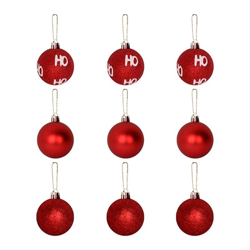 Kit Bolas De Natal Hohoho Vermelho 5cm 9 Unidades