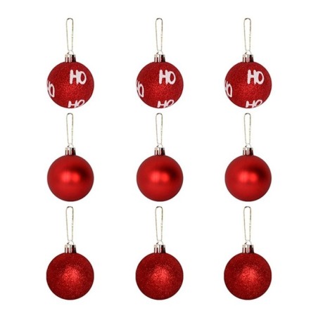 Kit Bolas De Natal Hohoho Vermelho 5cm 9 Unidades