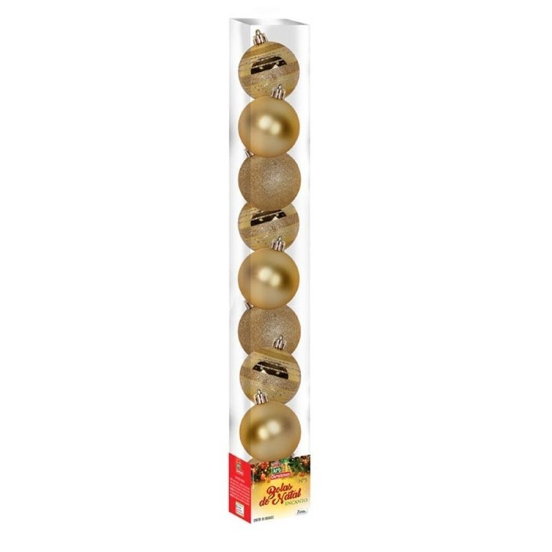 Kit Bola De Natal Encanto Dourado 5cm Com 9 Unidades