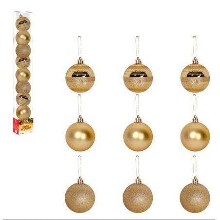 Kit Bola De Natal Encanto Dourado 5cm Com 9 Unidades