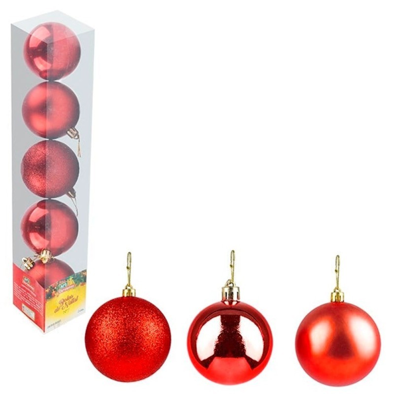 Kit Bola De Natal Lisa Vermelha 7cm Com 6 Unidades