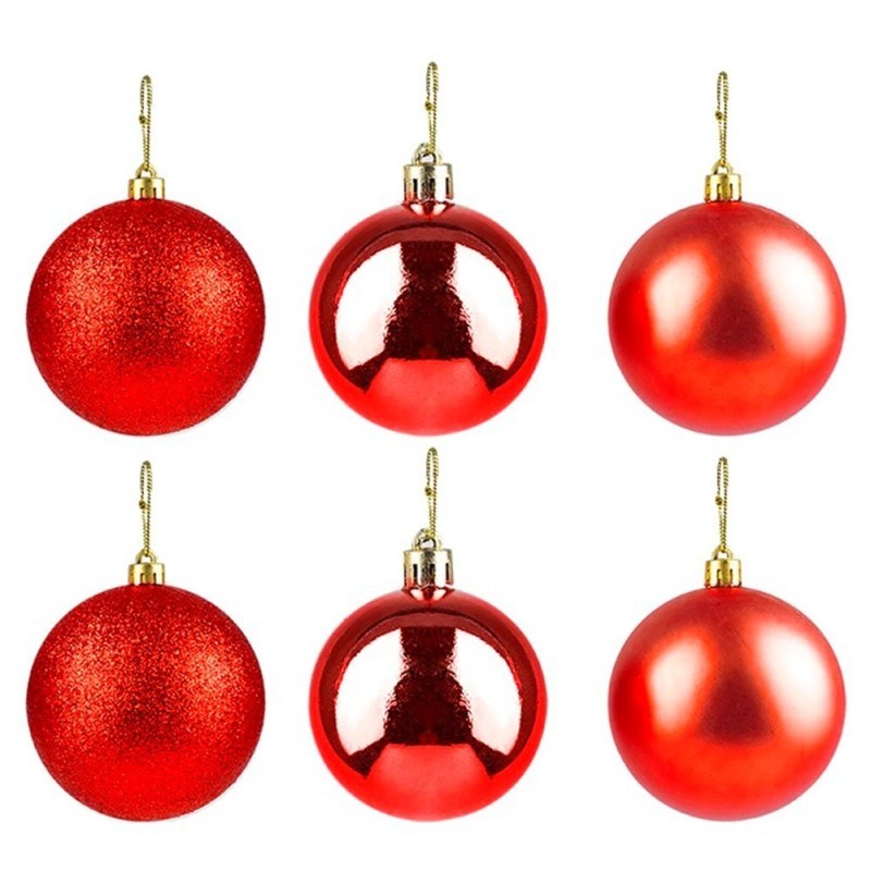 Kit Bola De Natal Lisa Vermelha 7cm Com 6 Unidades