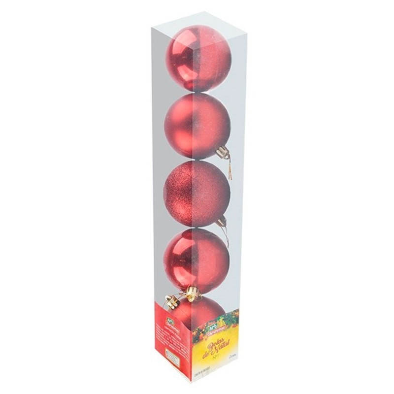 Kit Bola De Natal Lisa Vermelha 7cm Com 6 Unidades