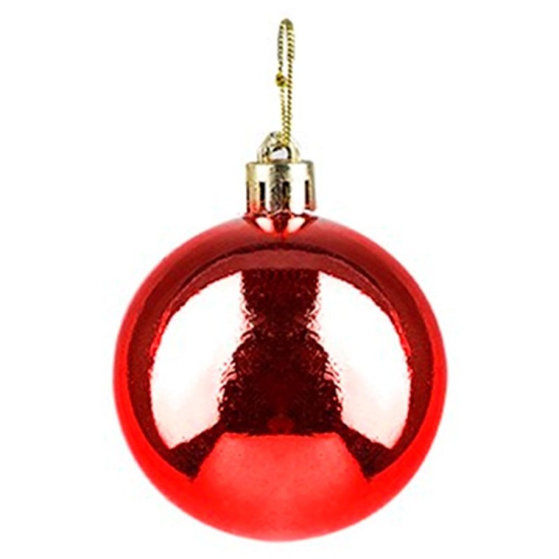Kit Bola De Natal Lisa Vermelha 7cm Com 6 Unidades