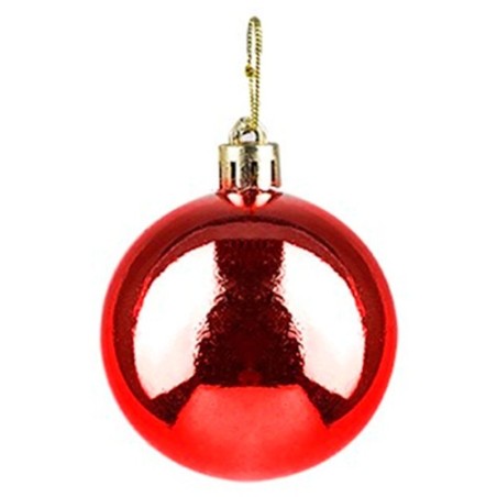 Kit Bola De Natal Lisa Vermelha 7cm Com 6 Unidades
