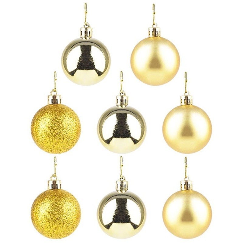 Kit Bola De Natal Lisa Dourada 2,5cm Com 8 Unidades