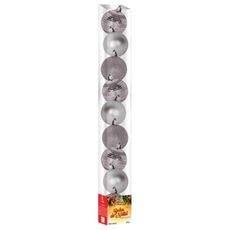 Kit Bola De Natal Encanto Prata 5cm Com 9 Unidades