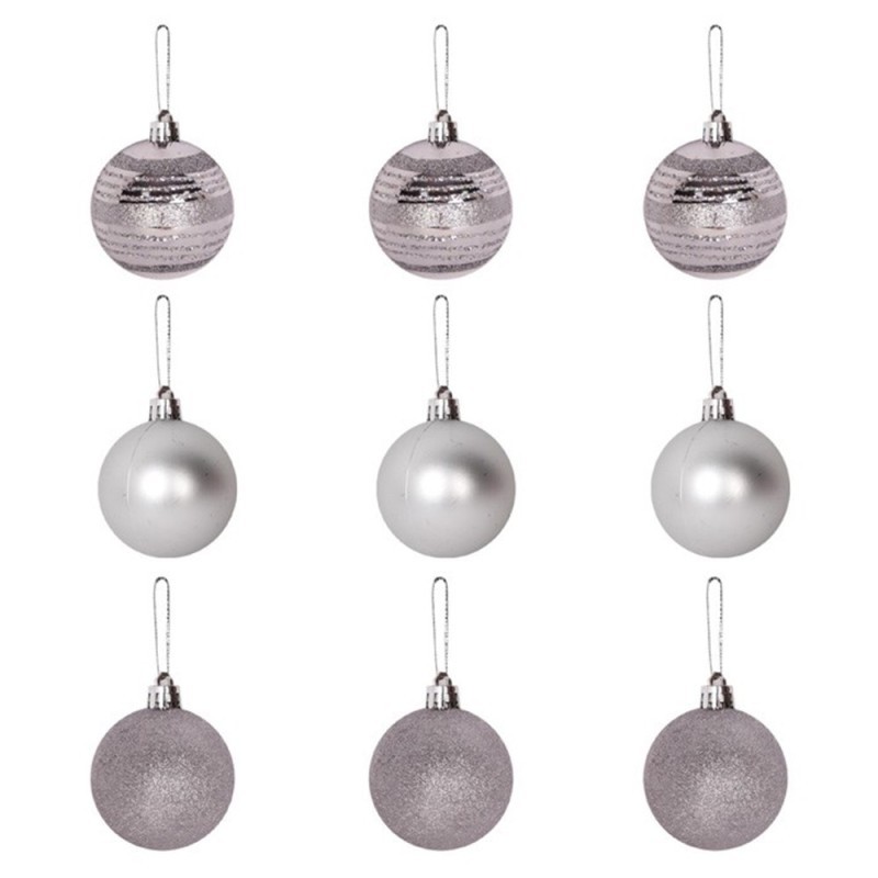 Kit Bola De Natal Encanto Prata 5cm Com 9 Unidades