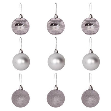 Kit Bola De Natal Encanto Prata 5cm Com 9 Unidades
