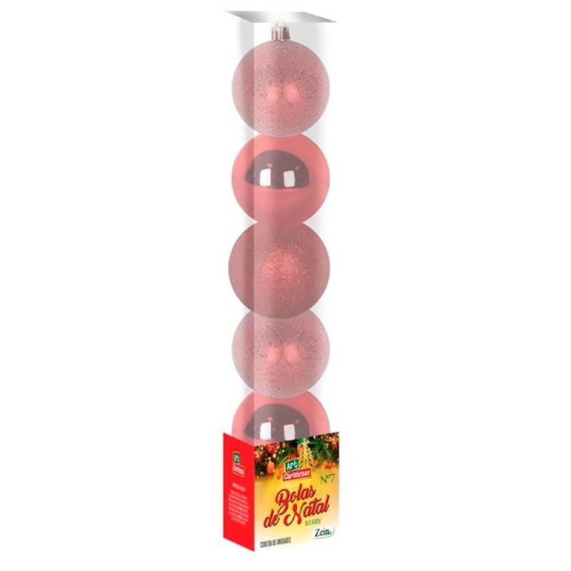Kit Bola De Natal Berry Vermelha 7cm Com 5 Unidades
