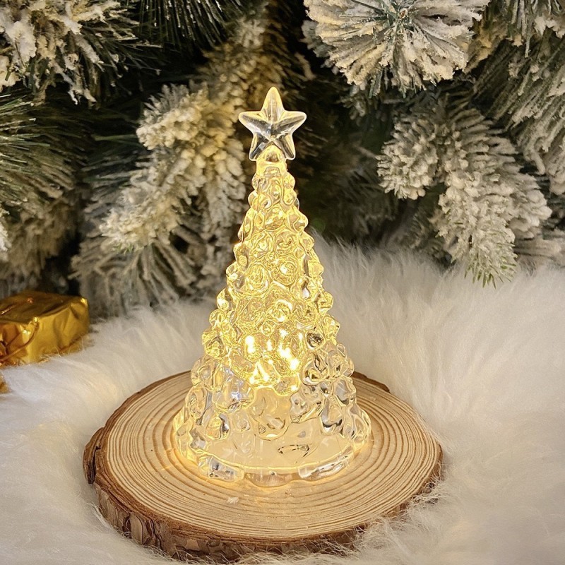 Enfeite De Acrílico Árvore De Natal Com Led 9cm x 5cm