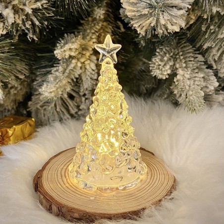 Enfeite De Acrílico Árvore De Natal Com Led 9cm x 5cm