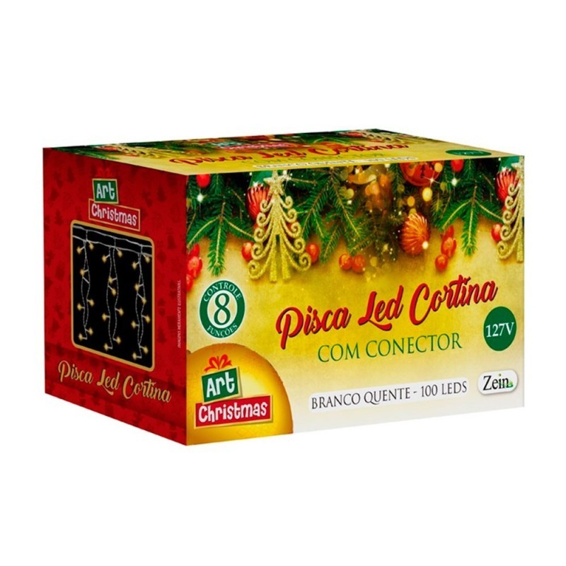 Pisca Pisca Cortina Branco Quente 100 Lâmpadas LEDs 127v