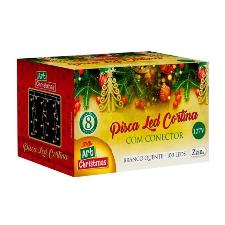 Pisca Pisca Cortina Branco Quente 100 Lâmpadas LEDs 127v